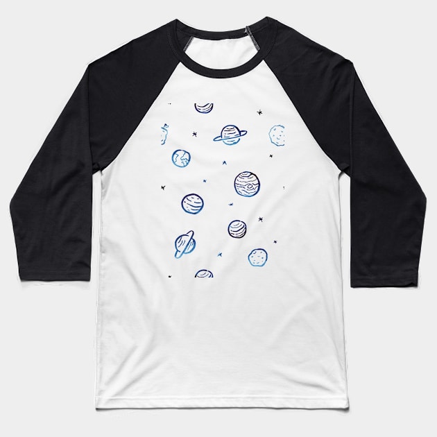 Planets Pattern Baseball T-Shirt by astronaut